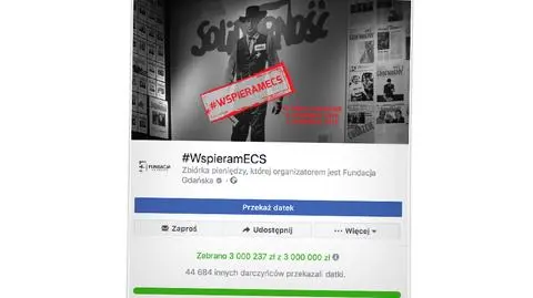 Sukces zbiórki dla ECS. "Nie poprawiajcie historii" (materiał "Faktów" TVN)