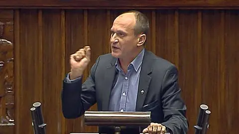 Paweł Kukiz w czasie debaty o deklaracji solidarności z Ukrainą