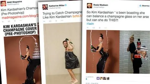 Kim Kardashian rzuca wyzwanie. "Spróbuj utrzymać kieliszek szampana na pupie"