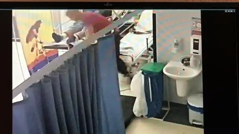 Hospital CCTV caught the man running away from his bed with a knife