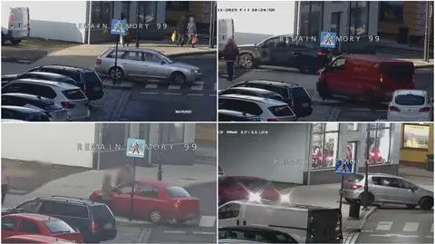 Samochody jeżdżą przez chodnik i przejście dla pieszych