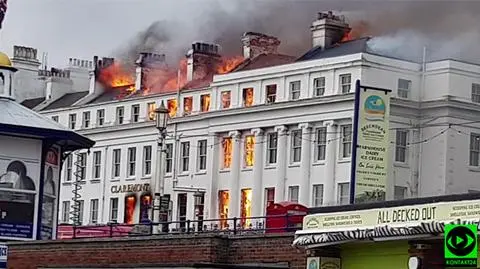 Eastbourne. Pożar hotelu Claremont nad kanałem La Manche