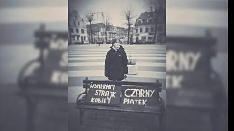 Samotnie protestująca mieszkanka Gryfic