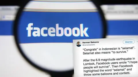 Na Facebooku balony i konfetti pojawiały się we wpisach o trzęsieniu ziemi