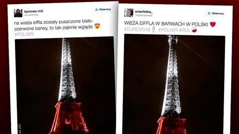 Wieża Eiffla podświetlona na biało-czerwono