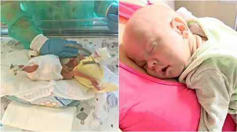 Mały Szymek i jego mama tuż przed wyjściem do domu