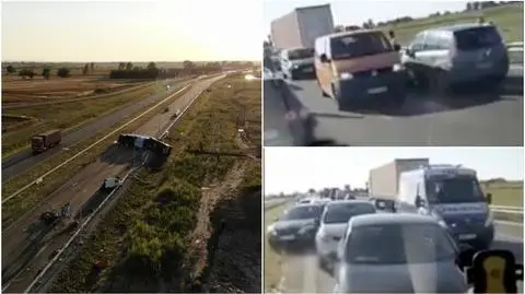 Wypadek na S7 pod Gdańskiem. Kierowcy zaczęli jechać pod prąd korytarzem życia
