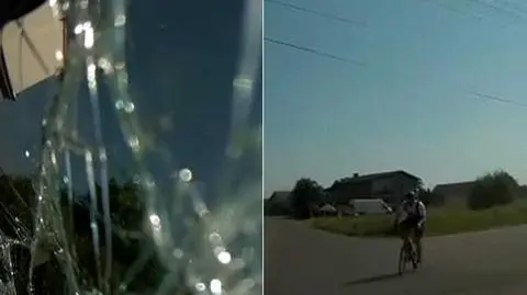 Mysłowice. Zderzenie rowerzysty z samochodem, wideo z kamerki