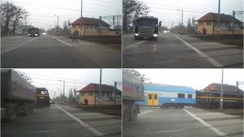 Mało brakowało, a pociąg uderzyłby w ciężarówkę