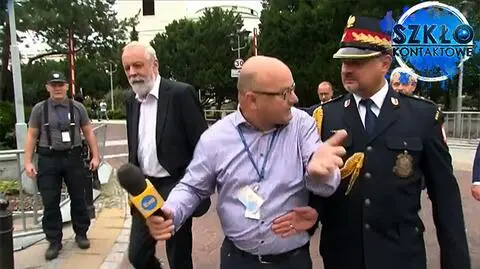 Funkcjonariusz Straży Marszałkowskiej Robert Pręgowski odpychał reportera "Faktów" TVN
