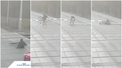 Pijany rowerzysta zniszczył szlaban kolejowy
