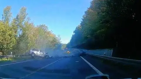 Wypadek z udziałem polskich kierowców na Słowacji (fragment z września 2018 roku)