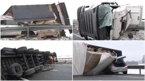 Tir przygniótł osobówkę na S3. Matka z dzieckiem w szpitalu