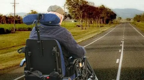 Pijany inwalida na autostradzie