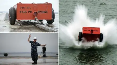 Testy elektromagnetycznej katapulty. Strzelają wózkami do rzeki