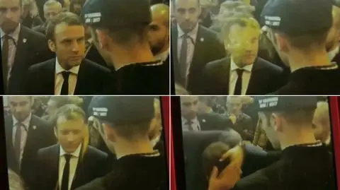 Emannuel Macron trafiony jajkiem