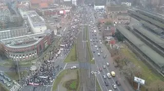 Marsz w obronie telewizji "Trwam" na ulicach Gdańska