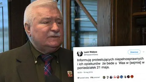 Lech Wałęsa odwiedzi protestujących niepełnosprawnych w Sejmie