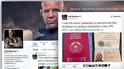 Jeff Monson otrzymał paszport z rąk Igora Płotnickiego (na nagraniu przywódca ŁRL ze swoimi współpracownikami)
