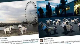 Figurki psów ustawione na ulicach Londynu