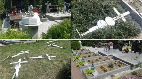 Powyrywane krzyże z grobów zakonnic. Zniszczenia na cmentarzu