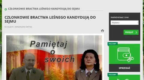 Kraków. Reklama kandydatów do Sejmu na stronie Lasów Państwowych