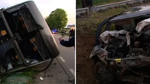 Czołowe zderzenie autokaru z dziećmi z oplem. 9 rannych