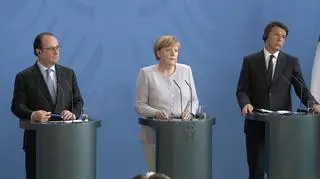 Merkel na wspólnej konferencji z Hollandem i Renzim