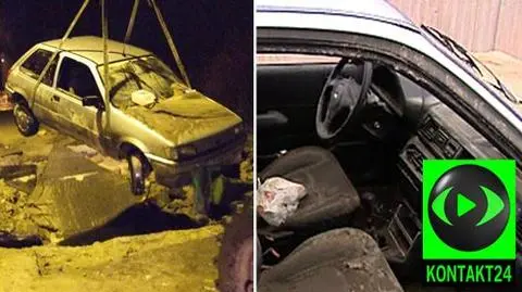 Zapadł się w wielkiej kałuży. Teraz się śmieje...