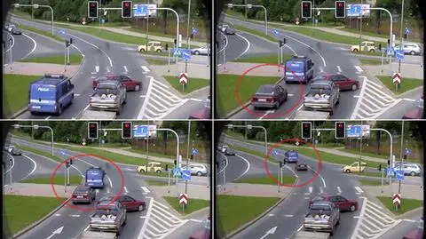 "Schował się" za radiowozem i przejechał na czerwonym. Straż miejska pokazuje film