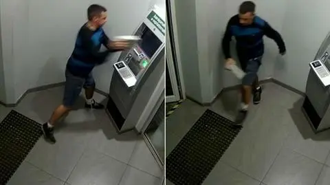 Rozbił cegłą bankomat przed kamerą i wyszedł