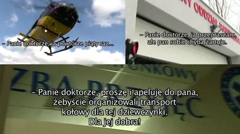 Dziecko czeka na transport, dyspozytorzy spierają się o śmigłowiec