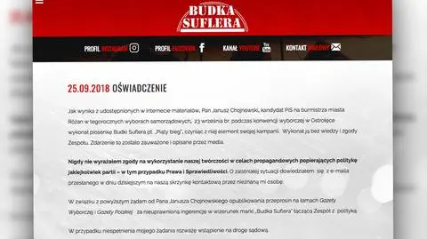 Kandydat PiS na burmistrza Różana zaśpiewał piosenkę Budki Suflera