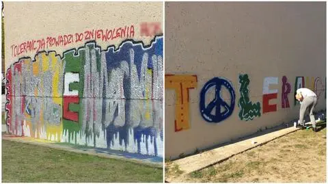 Nietolerancja. Wandale zniszczyli graffiti na temat tolerancji