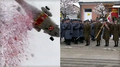 Konfetti zostało zrzucone z helikoptera
