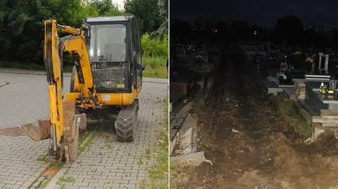 Koparką rozjechali groby