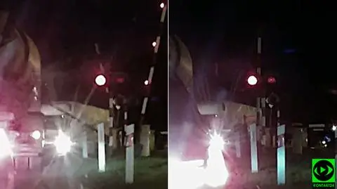 Betoniarka utknęła na przejeździe, kierowca wyłamał szlaban
