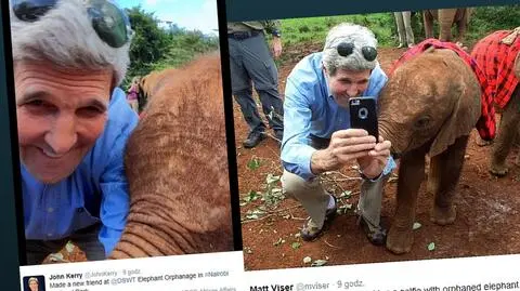 John Kerry w Kenii. Polityk zrobił sobie selfie ze słoniem