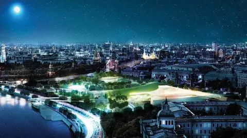 Stepy i lasy w historycznym centrum Moskwy. Park w miejscu po zburzonym gigancie