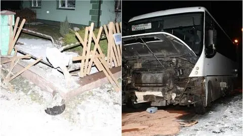 Ukradli autobus, rozbili się na ogrodzeniu. Byli pod wpływem alkoholu