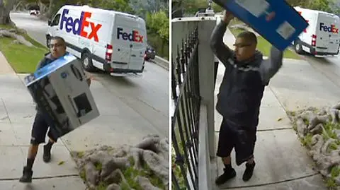 Dostawa FedEx - rzucił monitorem przez ogrodzenie