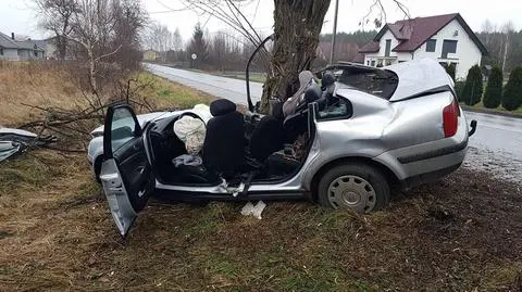 Auto rozbiło się na drzewie. 15-latka w ciężkim stanie