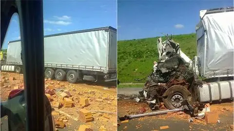 Poważny wypadek na A2 w Poznaniu. Cegły zasypały autostradę
