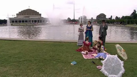 Piknik retro przy fontannie. 
Setne urodziny Hali Stulecia