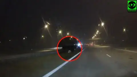 Łódź. Kobieta przechodzi w nocy przez autostradę A1