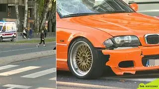 The speeding BMW has fatally hit a 33-year-man who managed to push away his wife and stroller with their child