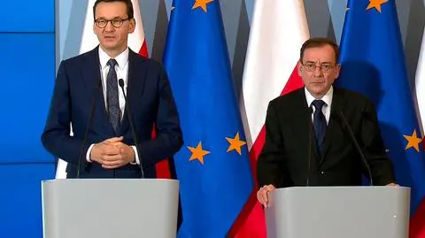 Prime Minister Morawiecki at a press conference with the Minister of Interior Affairs and Administration Mariusz Kamiński