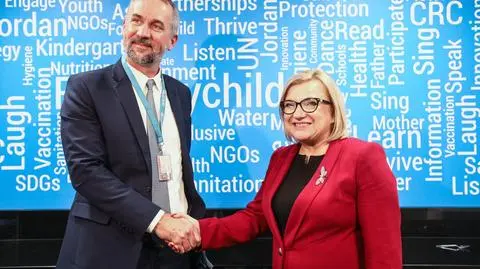 Kempa spotkała się między innymi z przedstawicielem UNICEF. Na nagraniu, wizyta minister w Jordanii ["Fakty" TVN z 13.01.2018 r.]