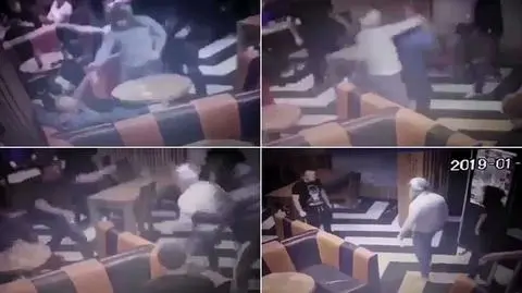 Nagranie kibolskich porachunków w barze w centrum miasta