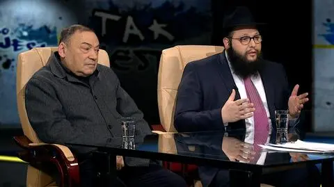 Seweryn Blumsztajn i rabin Szalom Dow Ber Stambler w Tak Jest